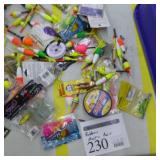 Lot of Fishing Tackle  with Bobbers, Plastic Bait