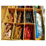 Lot of (1) Plano Magnum Plastic Fishing Tackle Suitcase Orange/Tan 16"