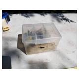 Lot of Fishing Lures  with Plastic Lure Organizer Tote with Lid