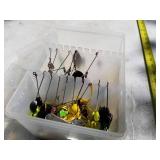 Lot of Fishing Lures  with Plastic Lure Organizer Tote with Lid