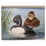 Lot of (2) Ducks by J. Proctor Circa 1992 Art Work in Wood Frame with Matte