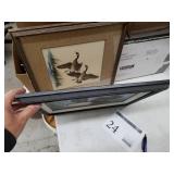 Lot of (2) Ducks by J. Proctor Circa 1992 Art Work in Wood Frame with Matte