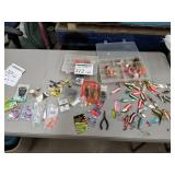 Lot of Fishing Tackle  with Spoons, Jigs, Bobbers