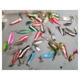 Lot of Fishing Tackle  with Spoons, Jigs, Bobbers