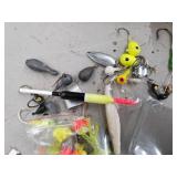 Lot of Fishing Tackle  with Spoons, Jigs, Bobbers