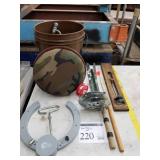 Ice Fishing Equipment and Supplies  with Clam, Metal Spoon Scoops, Bucket Seat, Misc. Supplies