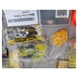 Lot of Fishing Tackle  with Bobbers, Fishing Line, Sinkers, Lures, Tackle Box