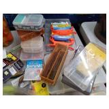 Lot of Fishing Tackle  with Bobbers, Fishing Line, Sinkers, Lures, Tackle Box