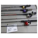 Lot of (10) Fishing Rods with Reels