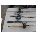 Lot of (10) Fishing Rods with Reels