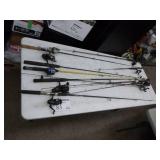 Lot of (10) Fishing Rods with Reels