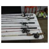 Lot of (10) Fishing Rods with Reels