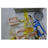 Vintage Umco Metal Tackle Box 11  with Vintage Fishing Tackle