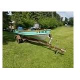 Aluminum 3-Person Fishing Boat with a Mercury Kiekhaefer Mark 7 7.5hp Outboard Motor, Single-Axle Trailer