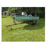 Aluminum 3-Person Fishing Boat with a Mercury Kiekhaefer Mark 7 7.5hp Outboard Motor, Single-Axle Trailer
