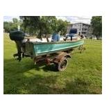Aluminum 3-Person Fishing Boat with a Mercury Kiekhaefer Mark 7 7.5hp Outboard Motor, Single-Axle Trailer