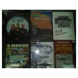 3 dozen DVDs, VHS, Lot of WWII.