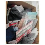 box of curtains fabric and other mi...