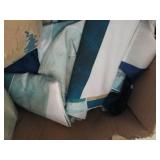 box of curtains fabric and other mi...