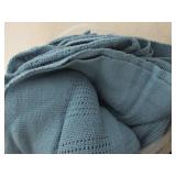 Full Queen blue knit throw blanket...