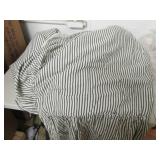 black and cream striped bed cover a...