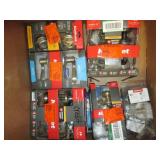 Box of door knobs and handles, open...