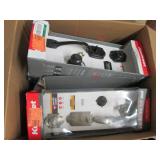 Box of door knobs and handles, open...