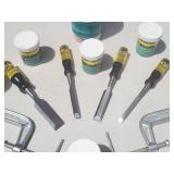 Set of Very Sharp Woodworking Chisel Set and Woodworking Biscuits Lot