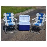 (2) Folding Lawn Chairs & Cooler