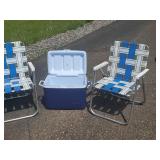 (2) Folding Lawn Chairs & Cooler