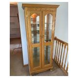 Wooden 7 Shelf Lighted China Cabinet With Adjustable Shelves