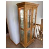 Wooden 7 Shelf Lighted China Cabinet With Adjustable Shelves