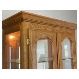 Wooden 7 Shelf Lighted China Cabinet With Adjustable Shelves