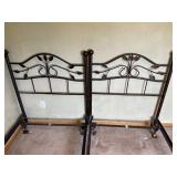 Two Ornate Metal Twin Matching Bed Headboards w/ Frames