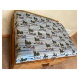 Wooden Padded Single Drawer Storage Bench w/ Loon Themed Padding & Storage