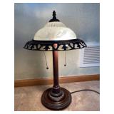 Metal Dual Light Table Lamp With Glass Shade