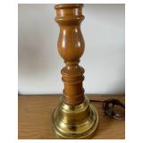 Wooden Table Lamp w/ Brass Base