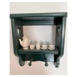 Heart Themed Wall Mount Shelf With Tea Cup Decor