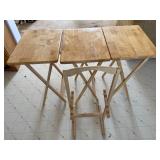 3 Folding Wooden TV Stands w/ Rack