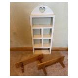 Wall Mount Heart Themed Shelf w/ Two Oak Shelves