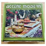 Vintage Accent Modern 3 Piece Chip and Dip Set