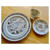 25th Anniversary Plate and Cup with a Saucer