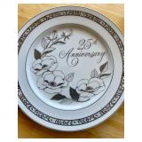 25th Anniversary Plate and Cup with a Saucer