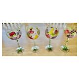4 Hand Painted Glasses