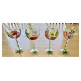 4 Hand Painted Glasses