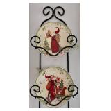 Santa Plates on a Plate Stand
