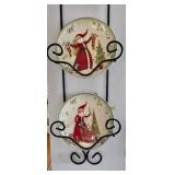 Santa Plates on a Plate Stand