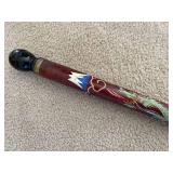 Wood And Brass Hand Painted Walking Stick