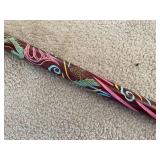 Wood And Brass Hand Painted Walking Stick