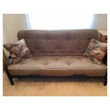 Metal Futon With Throw Pillows
